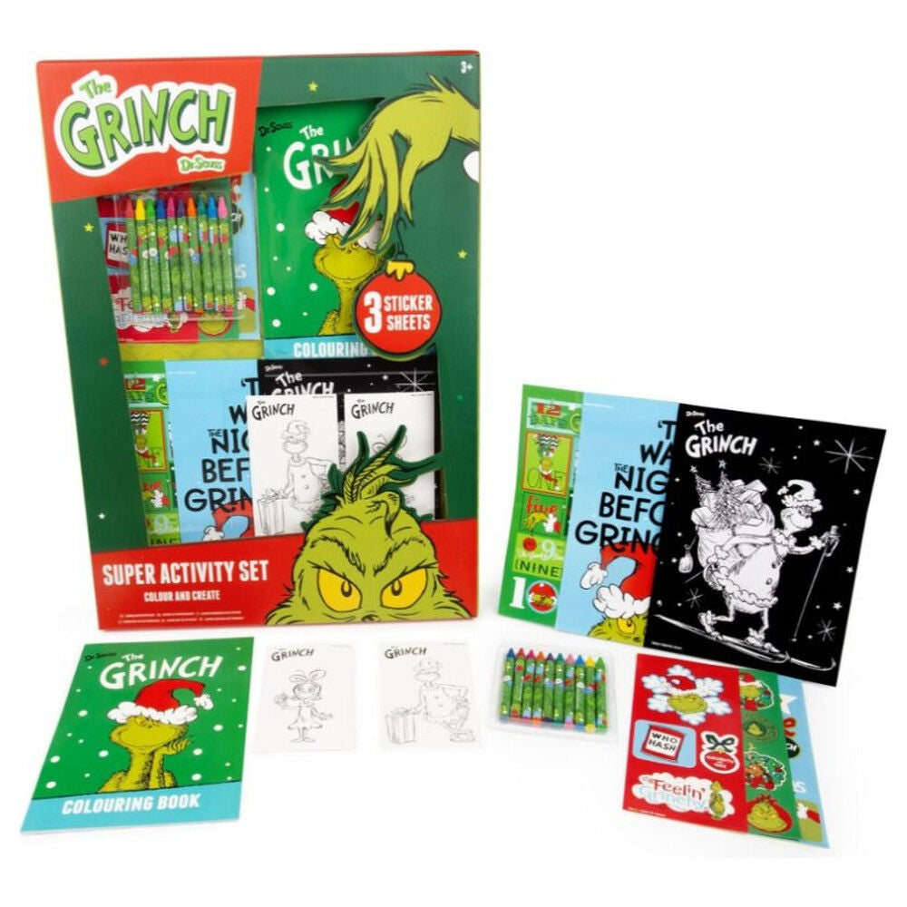 Super set de actividades de El Grinch con materiales para colorear y pegatinas