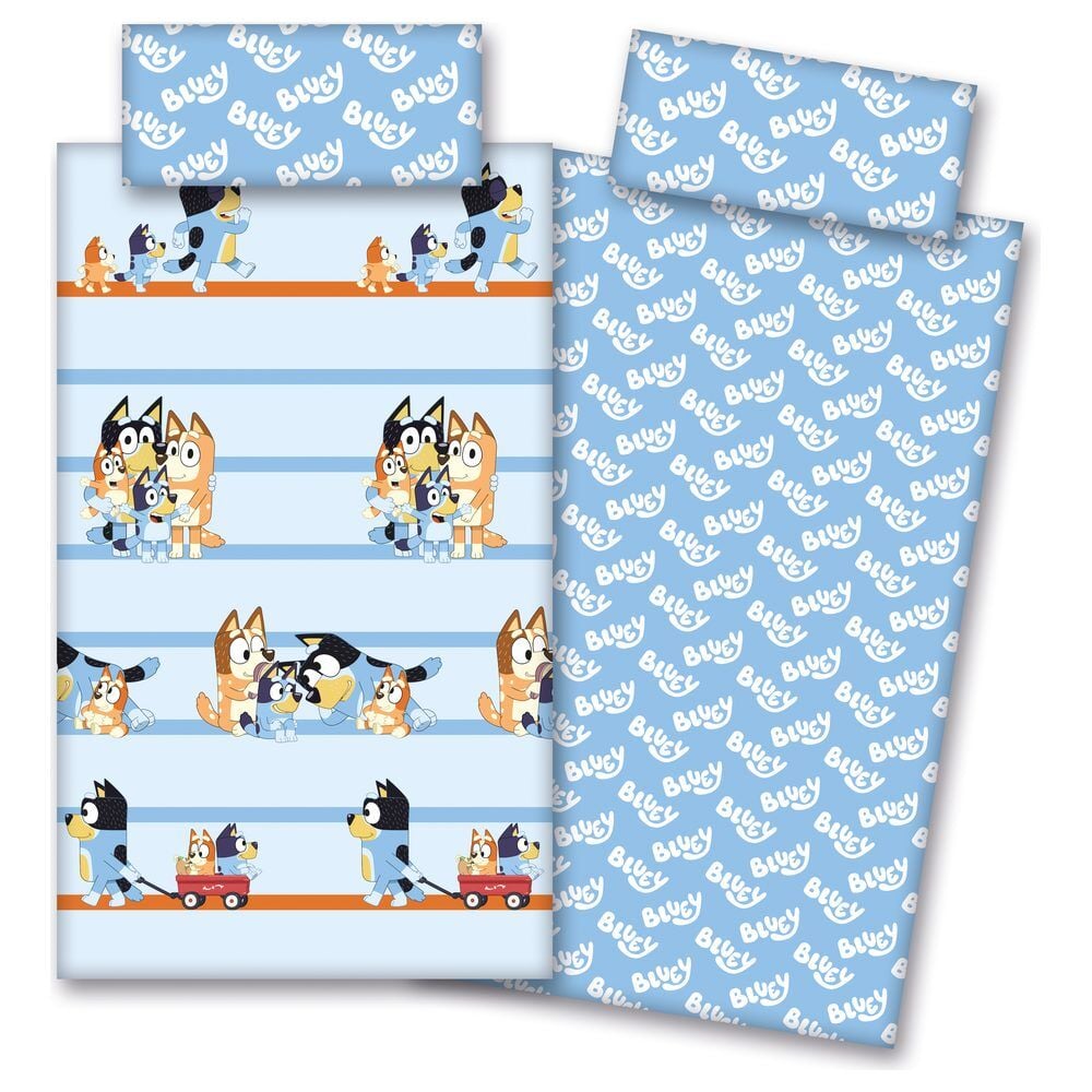 Juego de sábanas Bluey de algodón para cama de 105 cm