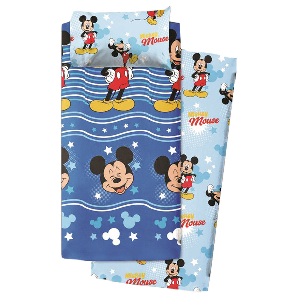 Juego de sábanas Disney Mickey Mouse azul para cama de 90 cm