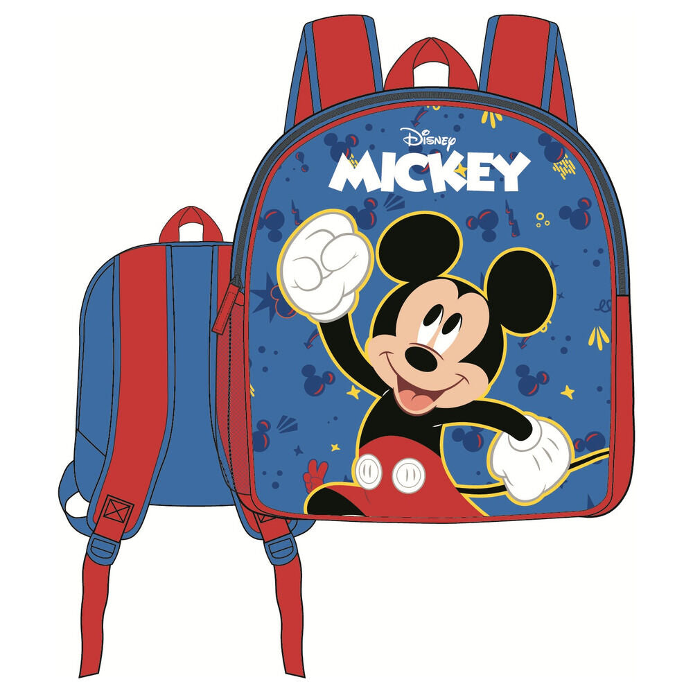 Mochila 3D azul y roja de Mickey Disney con frontal de PVC