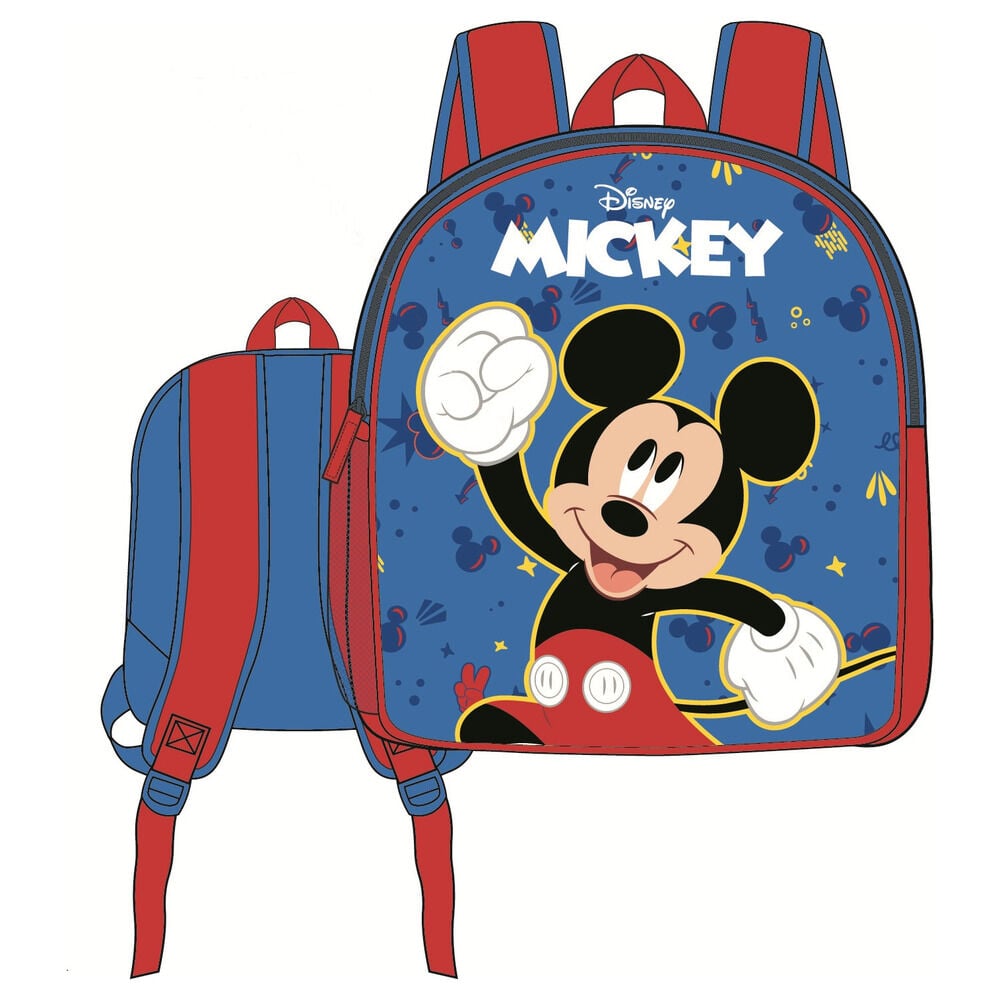 Mochila Mickey Disney azul y roja de 25 cm