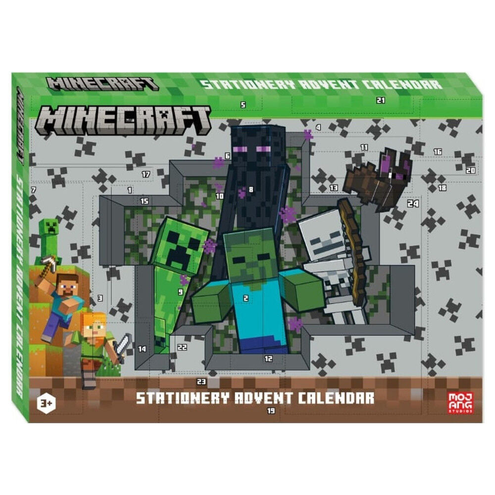 Calendario de Adviento de papelería Minecraft con 24 casillas