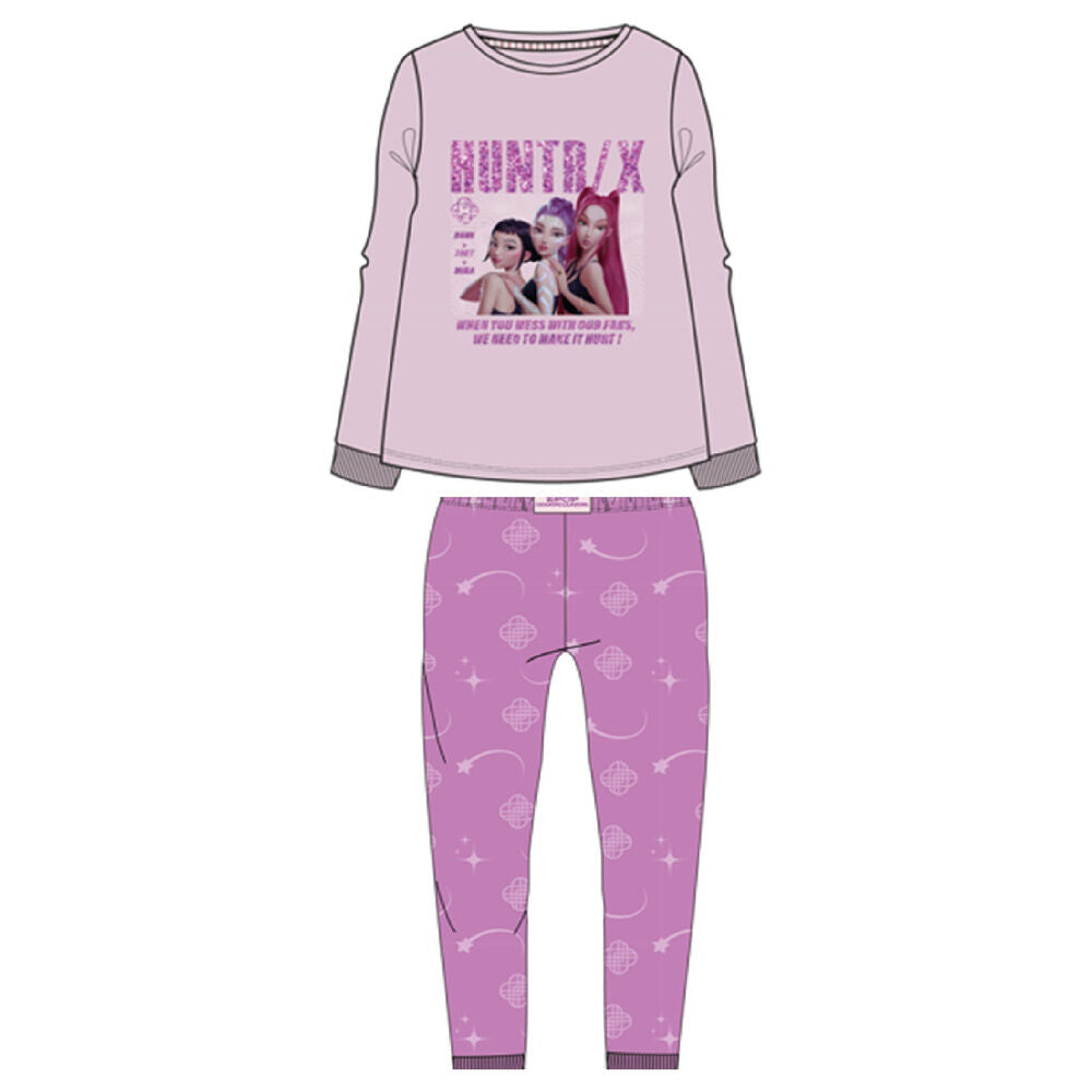 Pijama infantil de algodón KPop Demon Hunters Netflix rosa y fucsia - 3