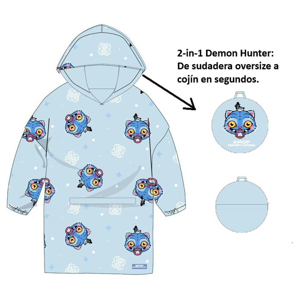 Sudadera cojín azul de K-Pop Demon Hunters con estampado de personajes - 6