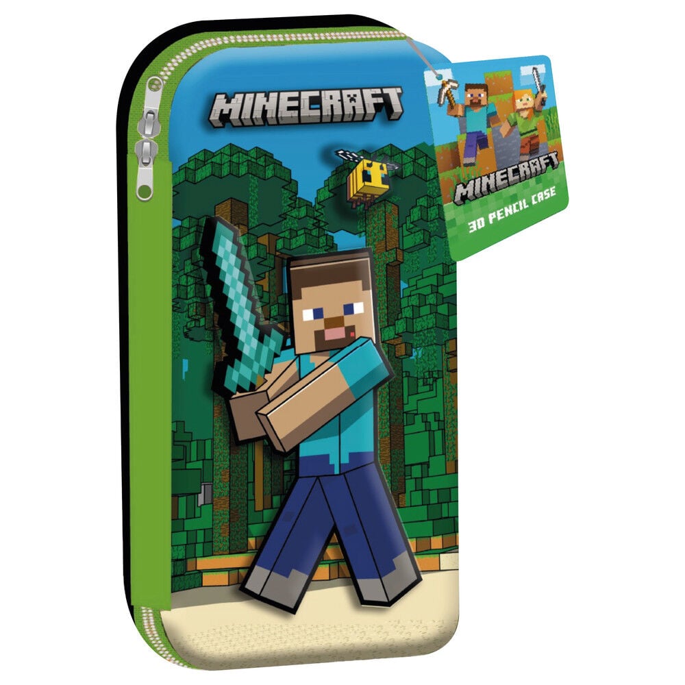 Portatodo 3D Minecraft con Steve y espada de diamante