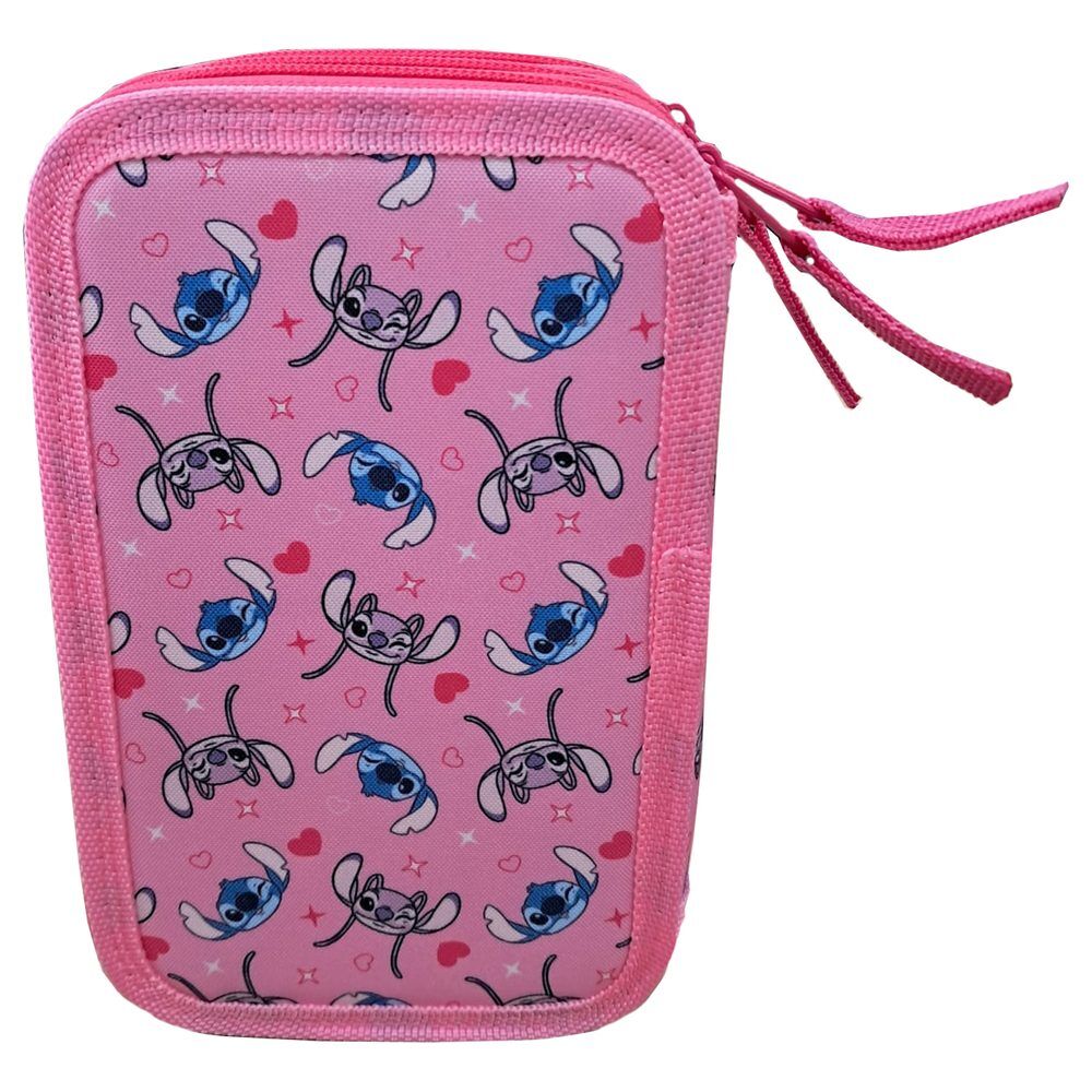 Plumier triple rosa de Disney con Stitch y Angel - 3