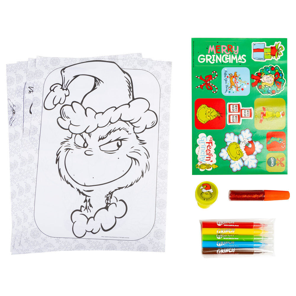 Set de actividades de El Grinch con láminas, adhesivos y materiales de colores - 2