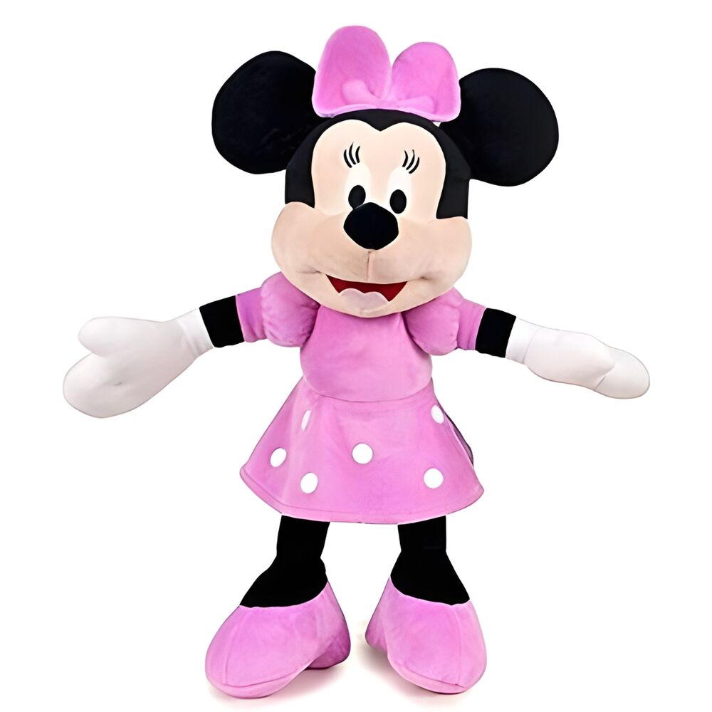 Peluche de Minnie Disney de 38 cm con vestido y lazo rosas