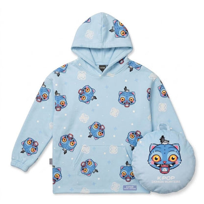 Sudadera cojín azul de K-Pop Demon Hunters con estampado de personajes