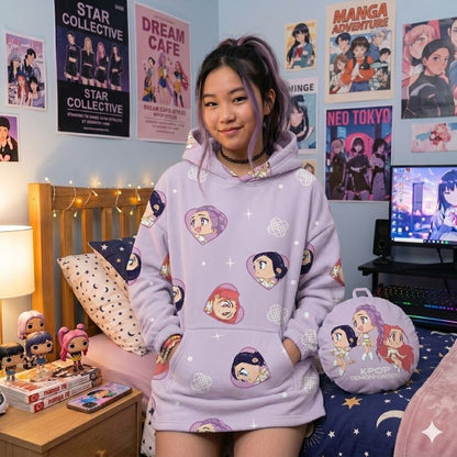 Sudadera lila oversize convertible en cojín de K-Pop Demon Hunters - 2