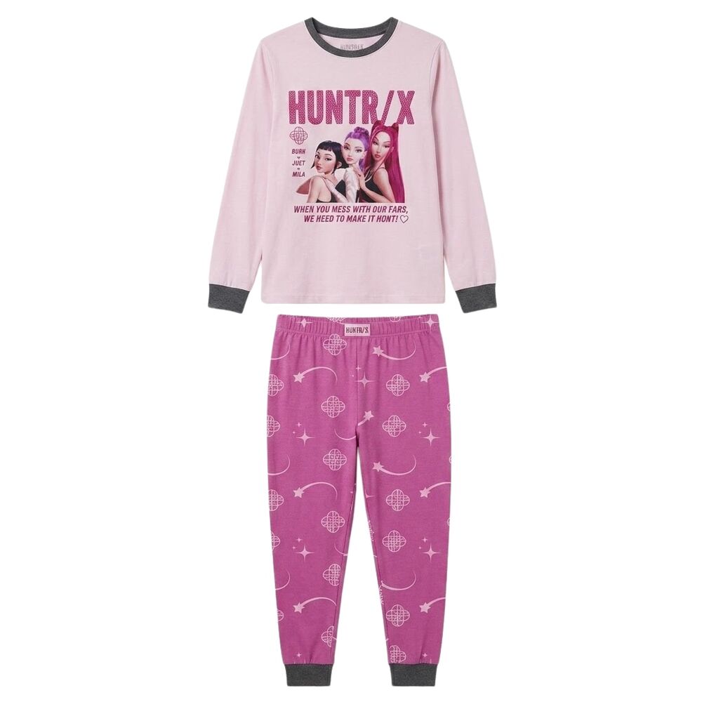 Pijama infantil de algodón KPop Demon Hunters Netflix rosa y fucsia