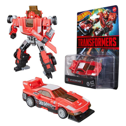 Figura articulada GT Scorcher Hot Wheels Transformers roja