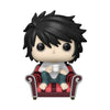Figura Funko POP! de L de Death Note sentado en un sillón rojo