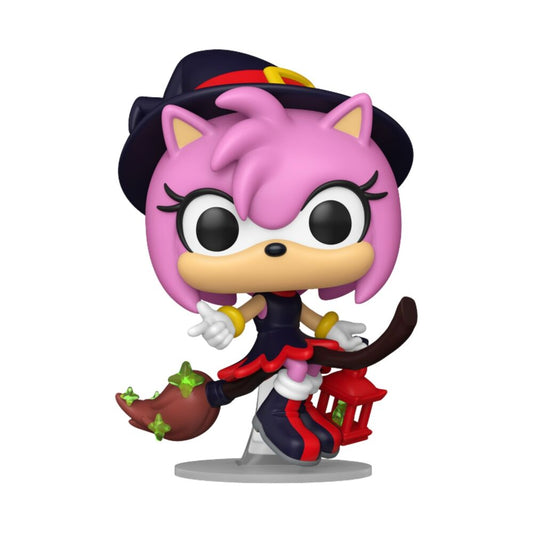 Figura Funko POP! de Amy de Sonic como bruja con escoba y linterna