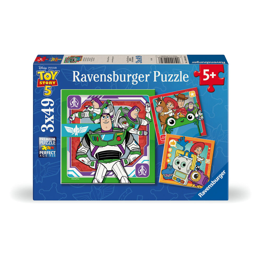 Caja de puzzle Ravensburger Toy Story 5 con tres puzzles de 49 piezas