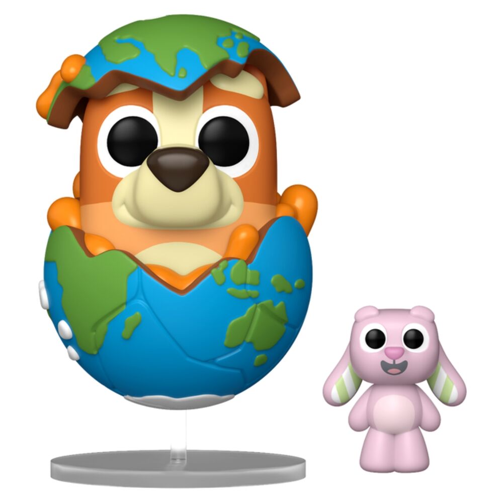 Figura Funko POP! de Bingo con Floppy sobre un globo terráqueo