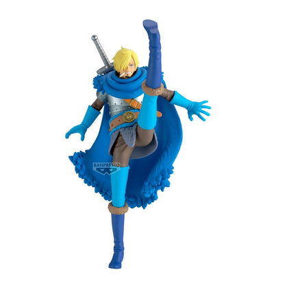 Figura de Sanji de One Piece en pose dinámica con traje azul