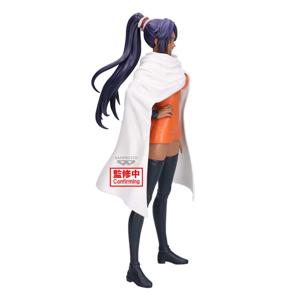 Figura de Yoruichi Shihoin de Bleach con vestido naranja y capa blanca - 3