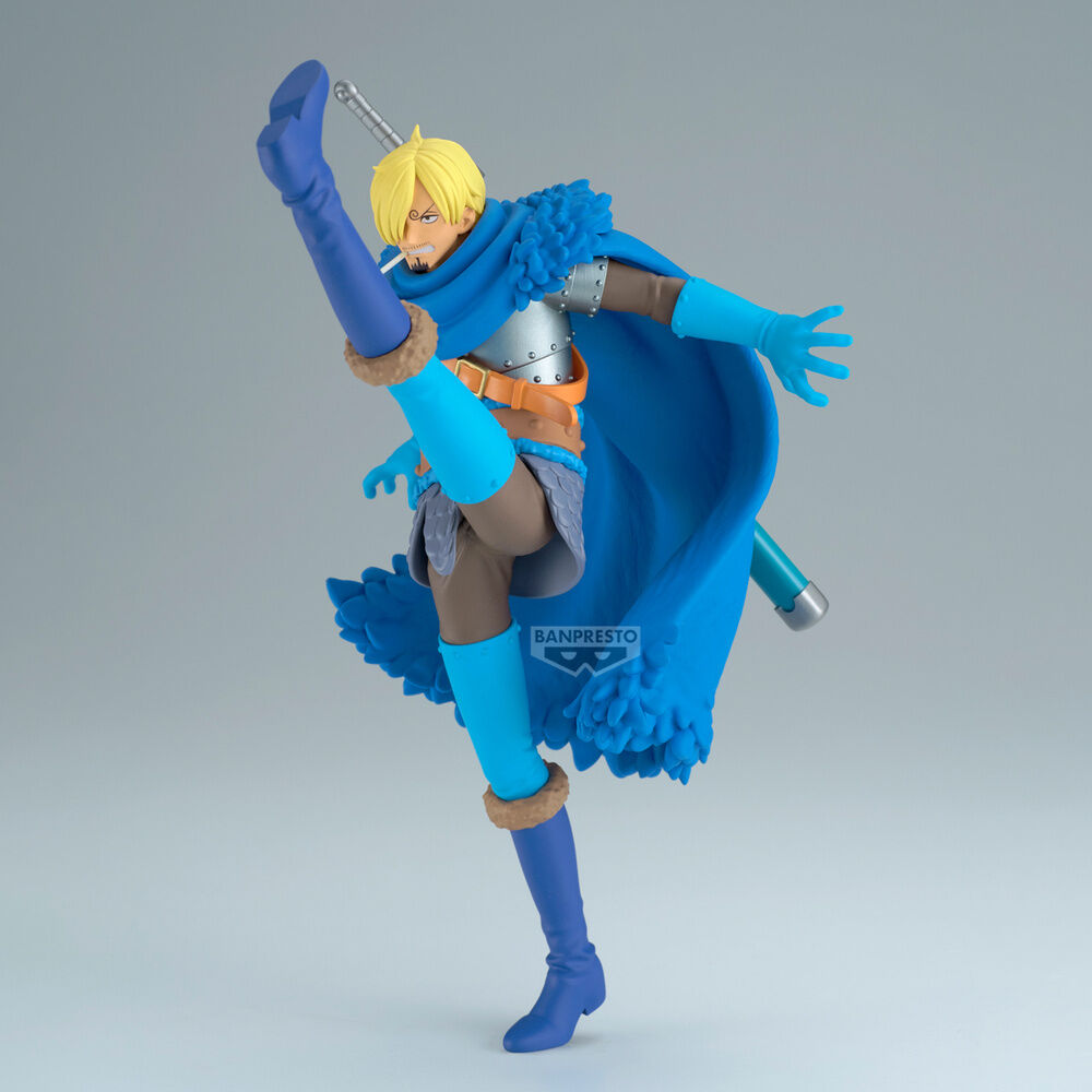Figura de Sanji de One Piece en pose dinámica con traje azul - 3