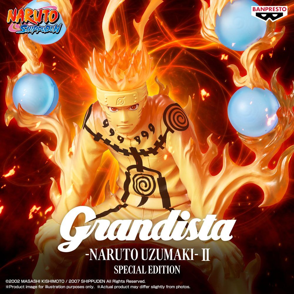 Figura Naruto Uzumaki Grandista II con efectos naranjas y esferas azules - 5