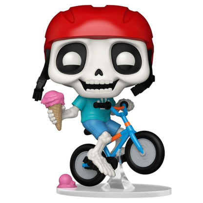 Figura Funko POP Skully en bicicleta con casco rojo y helado