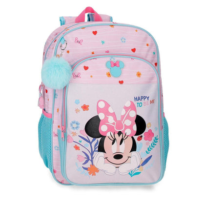 Mochila rosa Minnie Disney Happy To Be Me adaptable a carro