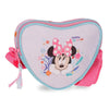 Bandolera rosa de Minnie Disney con forma de corazón y estampado floral