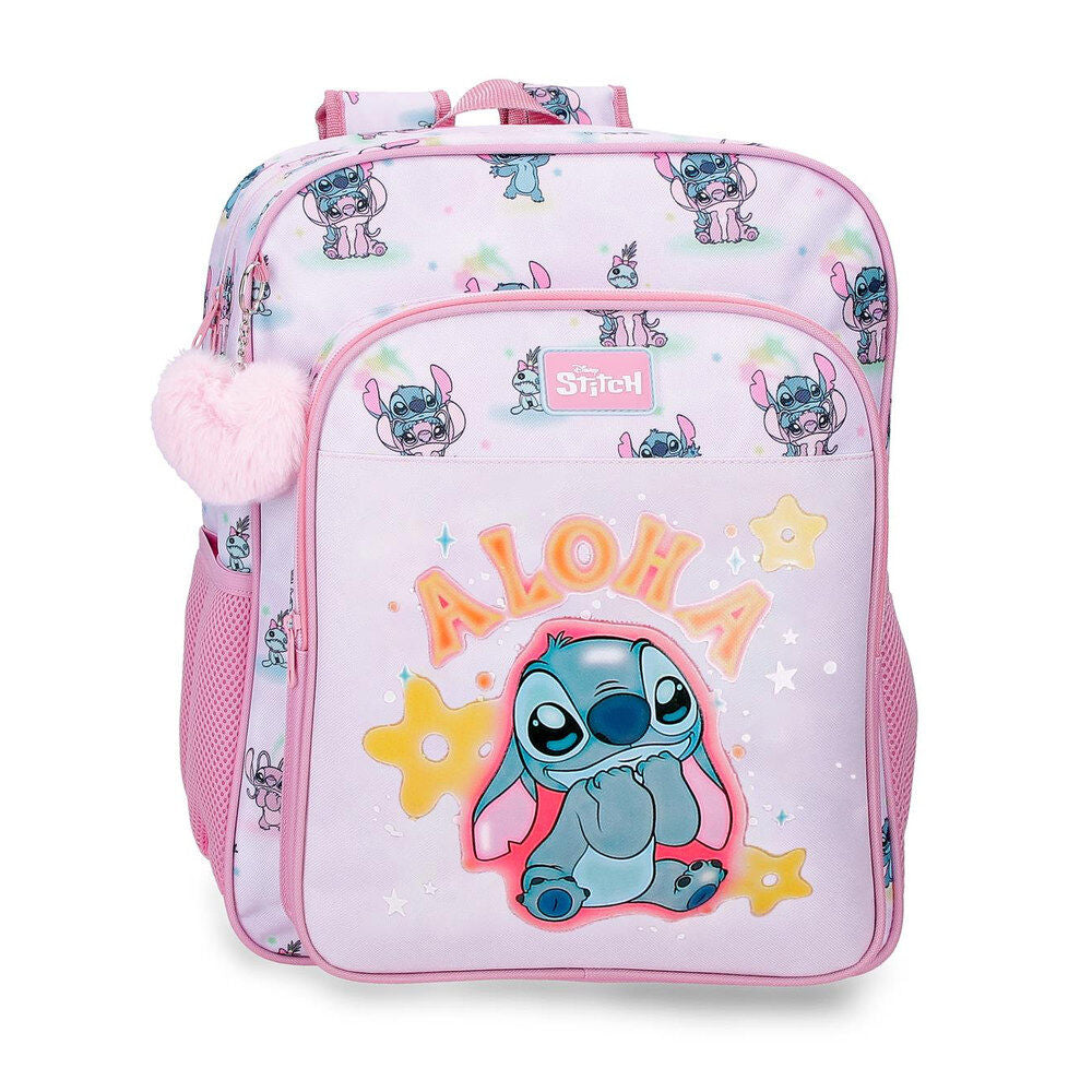 Mochila escolar rosa de Stitch Disney adaptable a carro