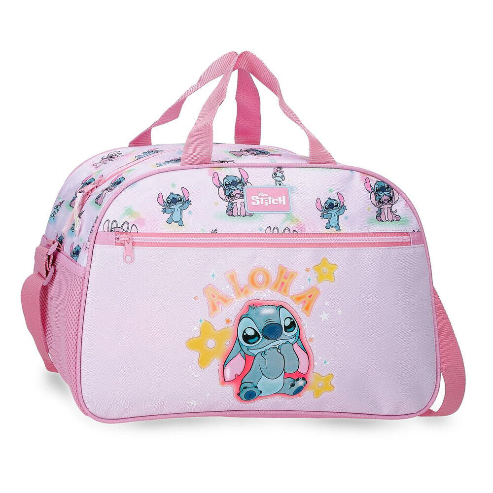 Bolsa de viaje rosa de Stitch Disney con asas, correa y bolsillos