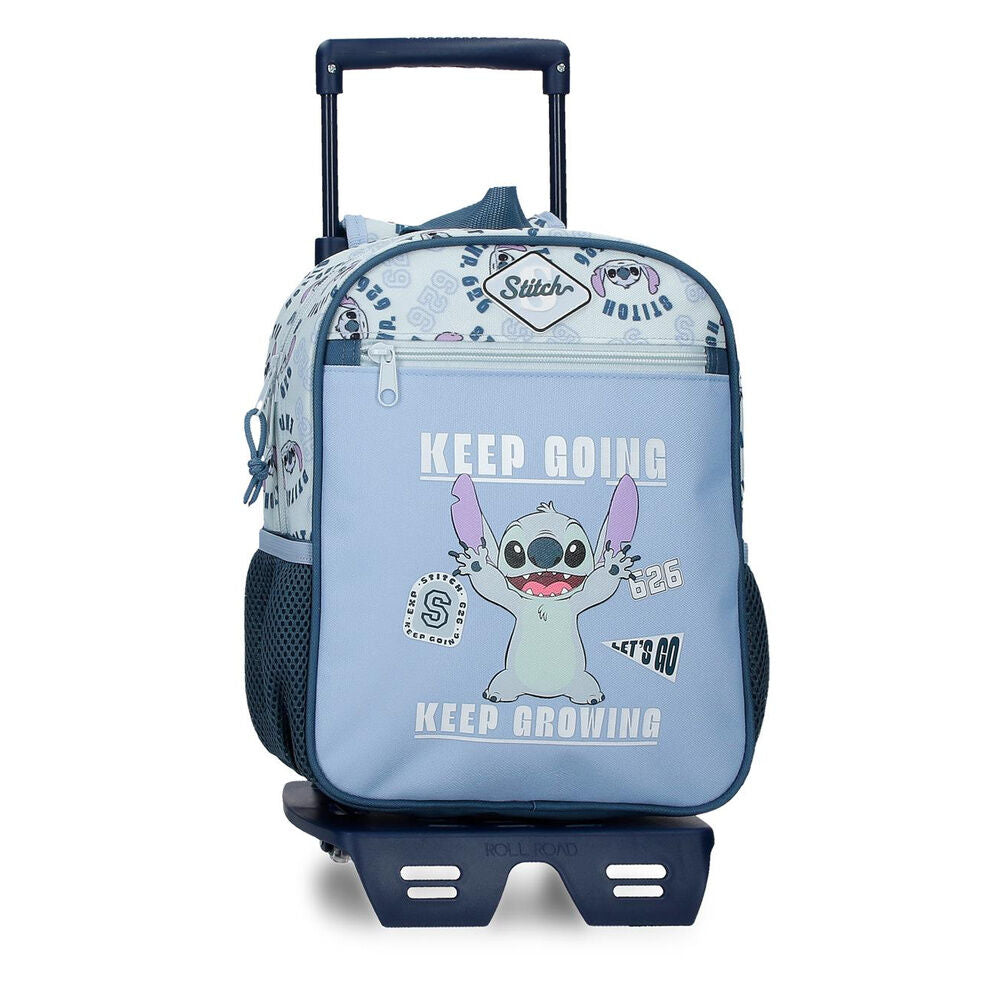 Trolley escolar Stitch Disney azul con asa extensible y ruedas