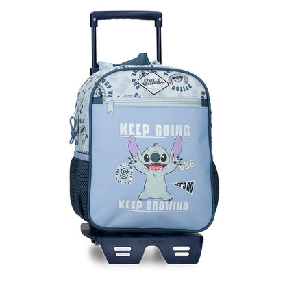Trolley escolar Stitch Disney azul con asa extensible y ruedas