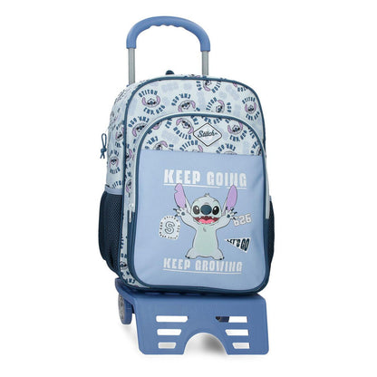 Trolley escolar azul de Stitch Disney con asa telescópica