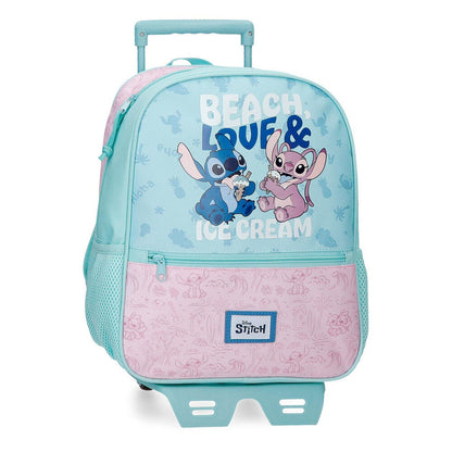 Trolley escolar Disney Stitch Beach & Love en turquesa y rosa