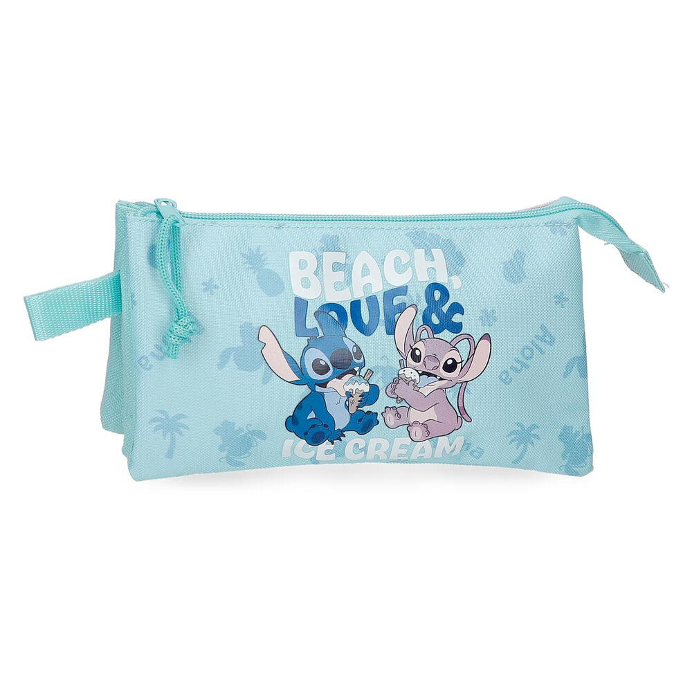 Portatodo triple Disney Stitch y Angel Beach & Love turquesa