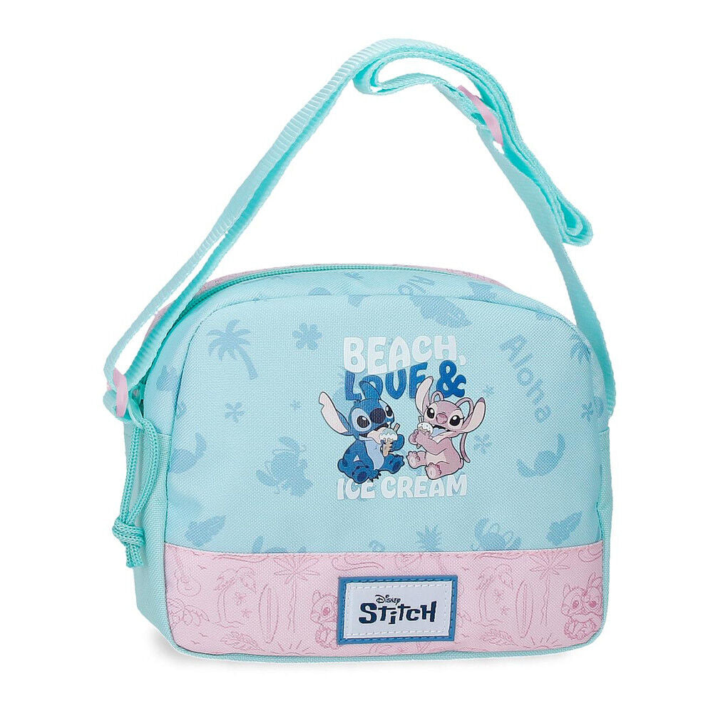 Bandolera Disney Stitch Beach & Love en turquesa y rosa
