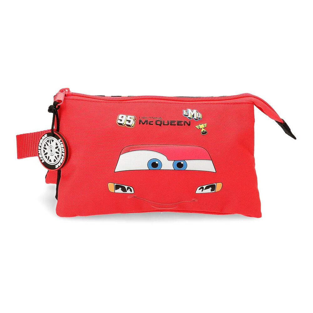 Neceser rojo de McQueen Cars Disney con cremallera y colgante de rueda