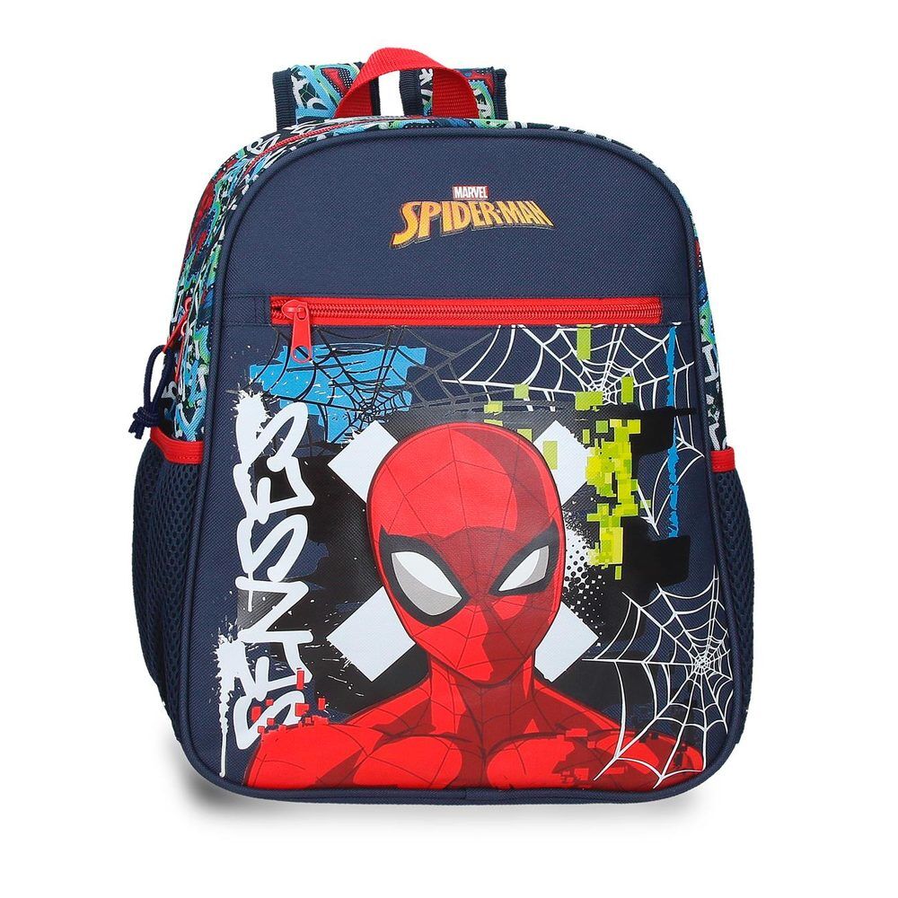 Mochila Spider-Man Marvel Graffity azul marino adaptable a carro