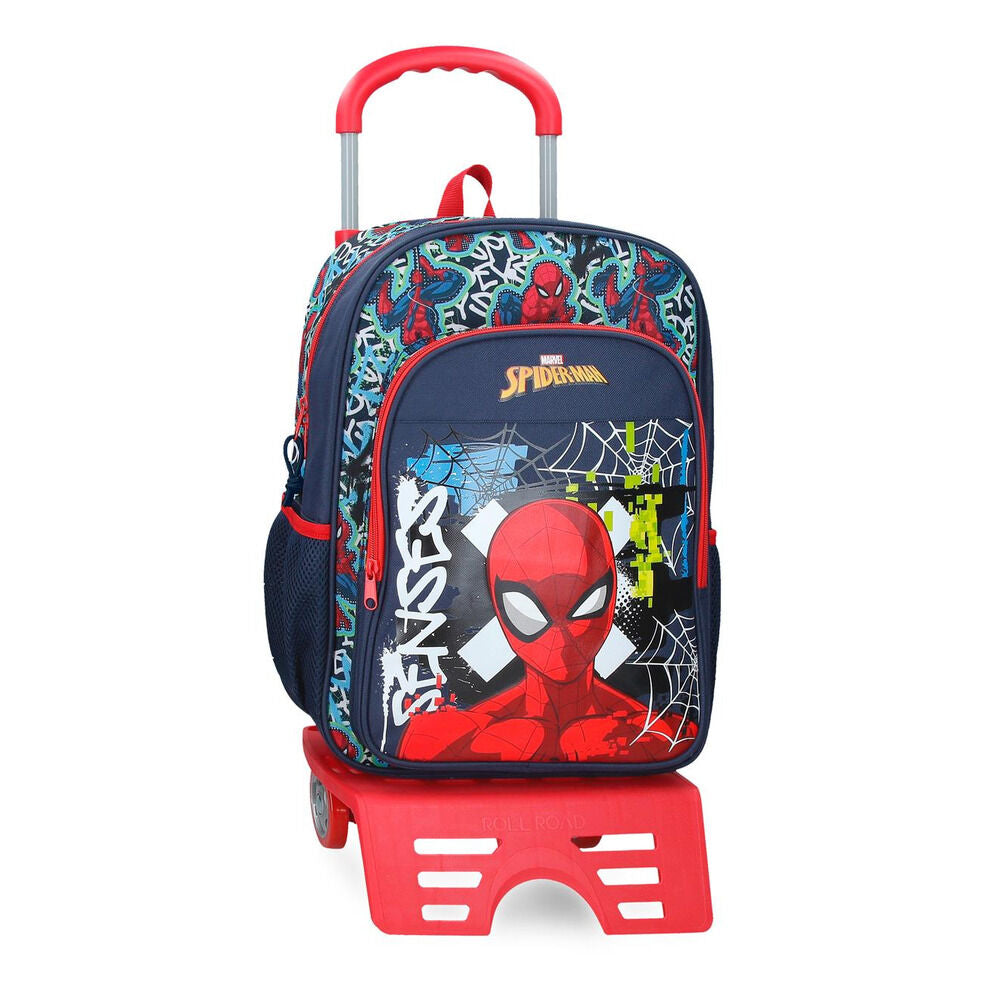 Trolley mochila Spider-Man Marvel con diseño graffiti, ruedas y asa extraíble