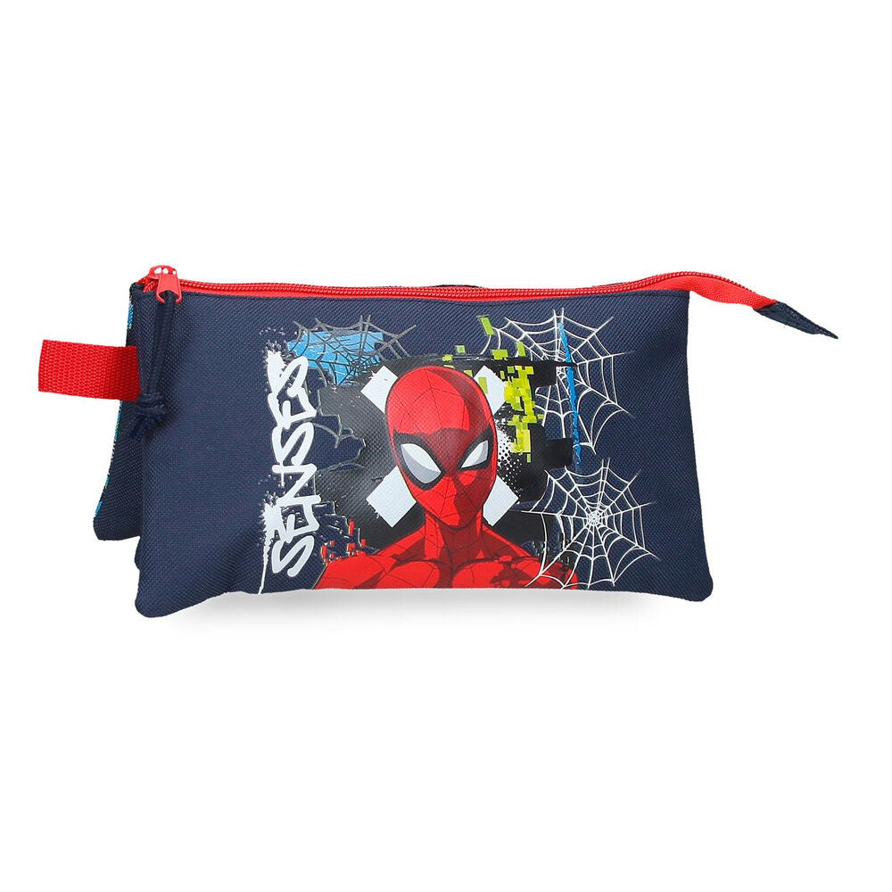 Neceser azul marino de Spider-Man Marvel con telarañas y cremallera roja
