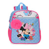 Mochila Flowers de Minnie Disney azul con flores y pompón rosa