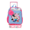 Trolley escolar Minnie Flowers Disney rosa y azul con ruedas