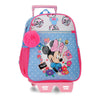 Trolley mochila Minnie Flowers Disney azul y rosa con ruedas