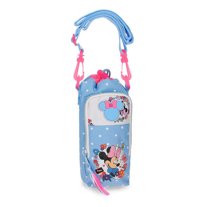 Bandolera Flowers Minnie Disney azul claro con flores y lunares
