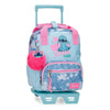Trolley mochila Disney Stitch Hearts azul y rosa con ruedas