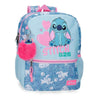 Mochila Disney Stitch Hearts azul y rosa adaptable a carro