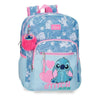 Mochila escolar azul y rosa de Stitch Disney adaptable a carro