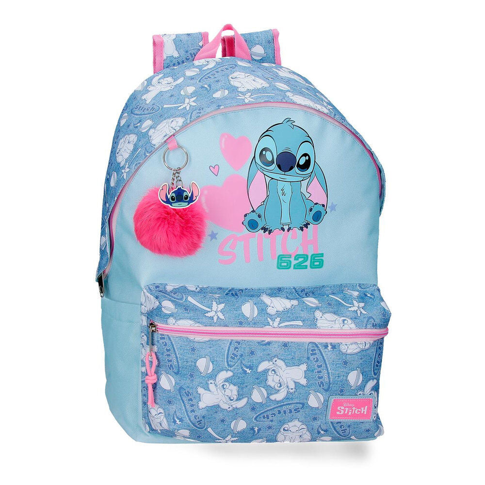 Mochila azul y rosa de Stitch Disney adaptable a carro