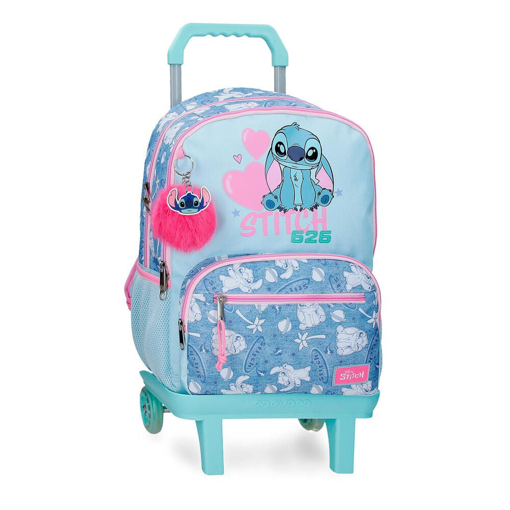 Trolley escolar Disney Stitch con ruedas y estampado de corazones