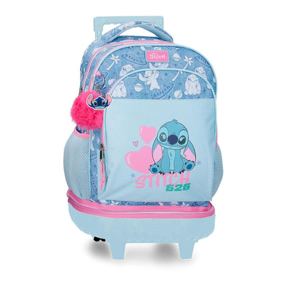 Trolley desmontable azul de Stitch Disney con ruedas y compartimento inferior