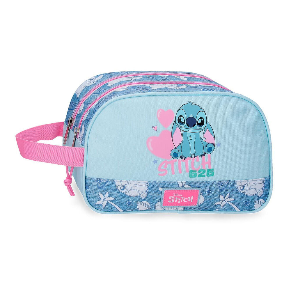 Neceser Hearts Stitch Disney azul y rosa adaptable a carro